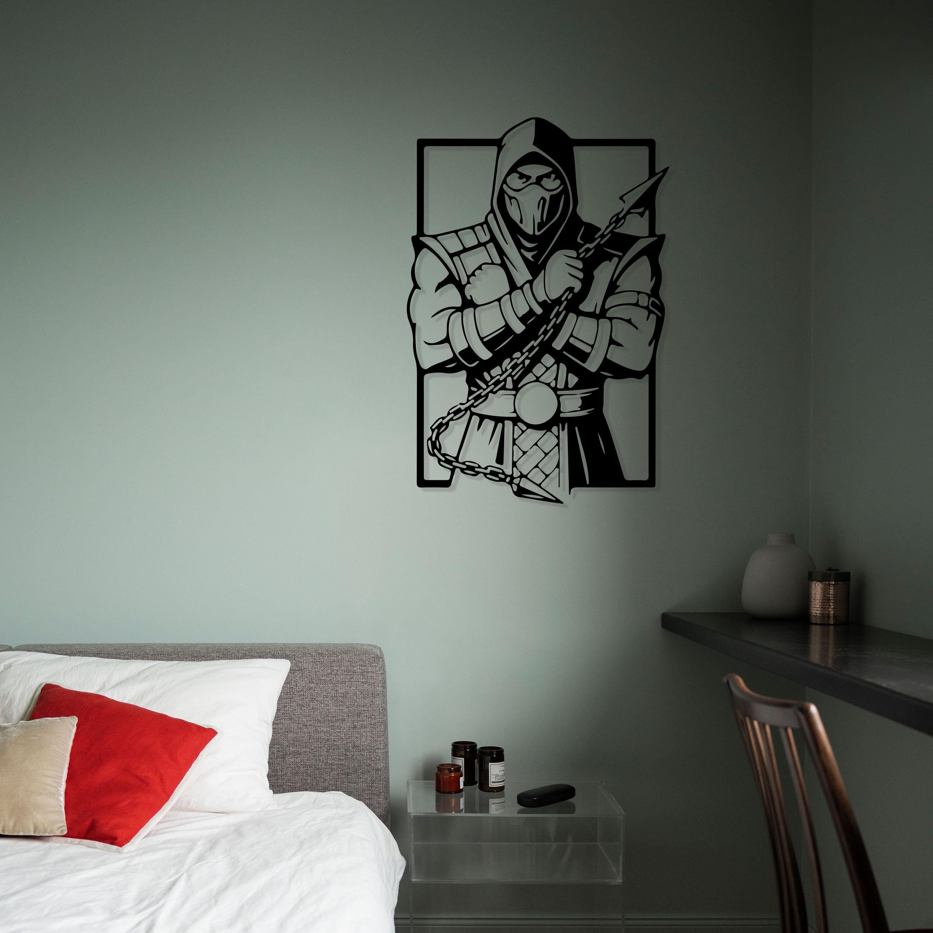 Scorpion Metal Wall Art - Mortal Kombat Gaming Room Decor