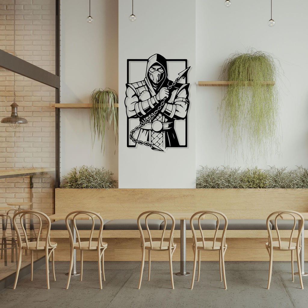 Scorpion Metal Wall Art - Mortal Kombat Gaming Room Decor