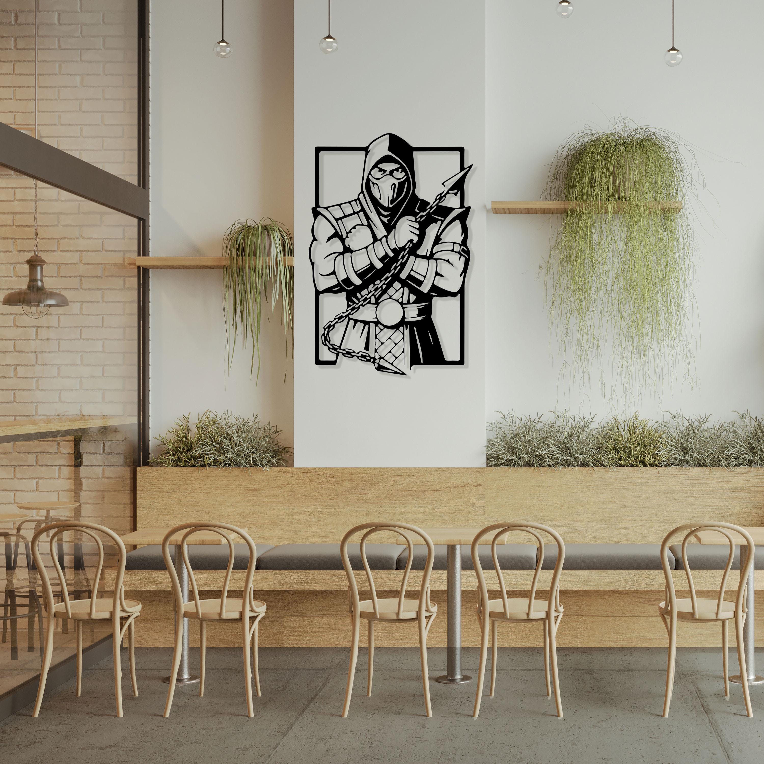 Scorpion Metal Wall Art - Mortal Kombat Gaming Room Decor