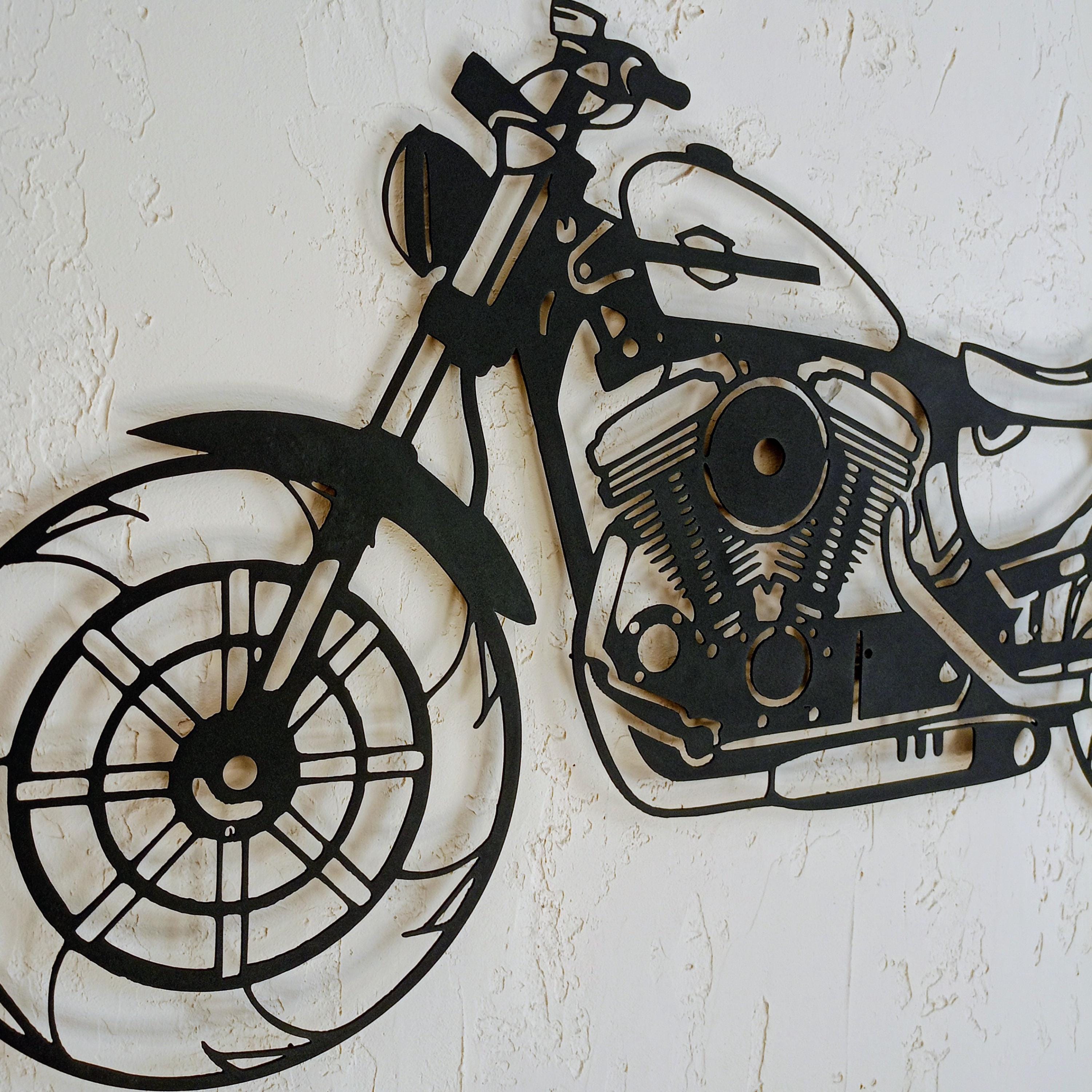 Harley Motorcycle Metal Wall Art - Man Cave Motor Bar Sign - Iconic Garage Decor