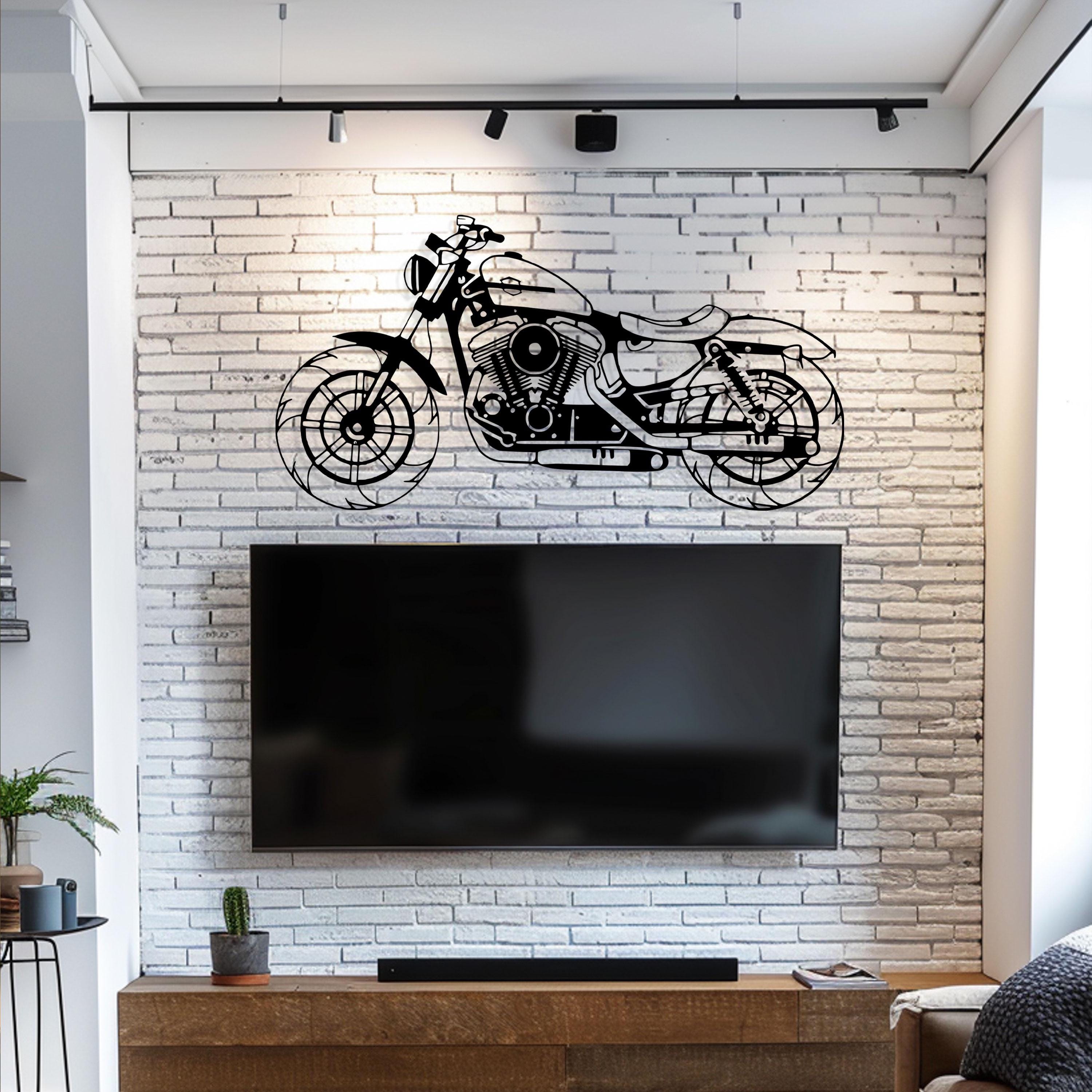 Harley Motorcycle Metal Wall Art - Man Cave Motor Bar Sign - Iconic Garage Decor