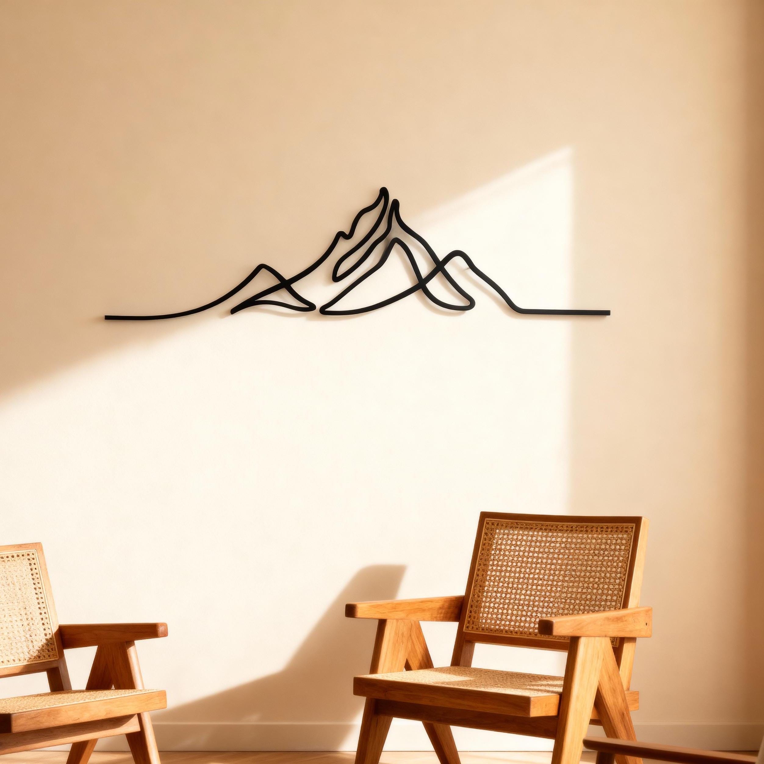 Minimalist Metal Mountain Wall Art - Modern Metal Home Decor -  Unique Birthday Gift -