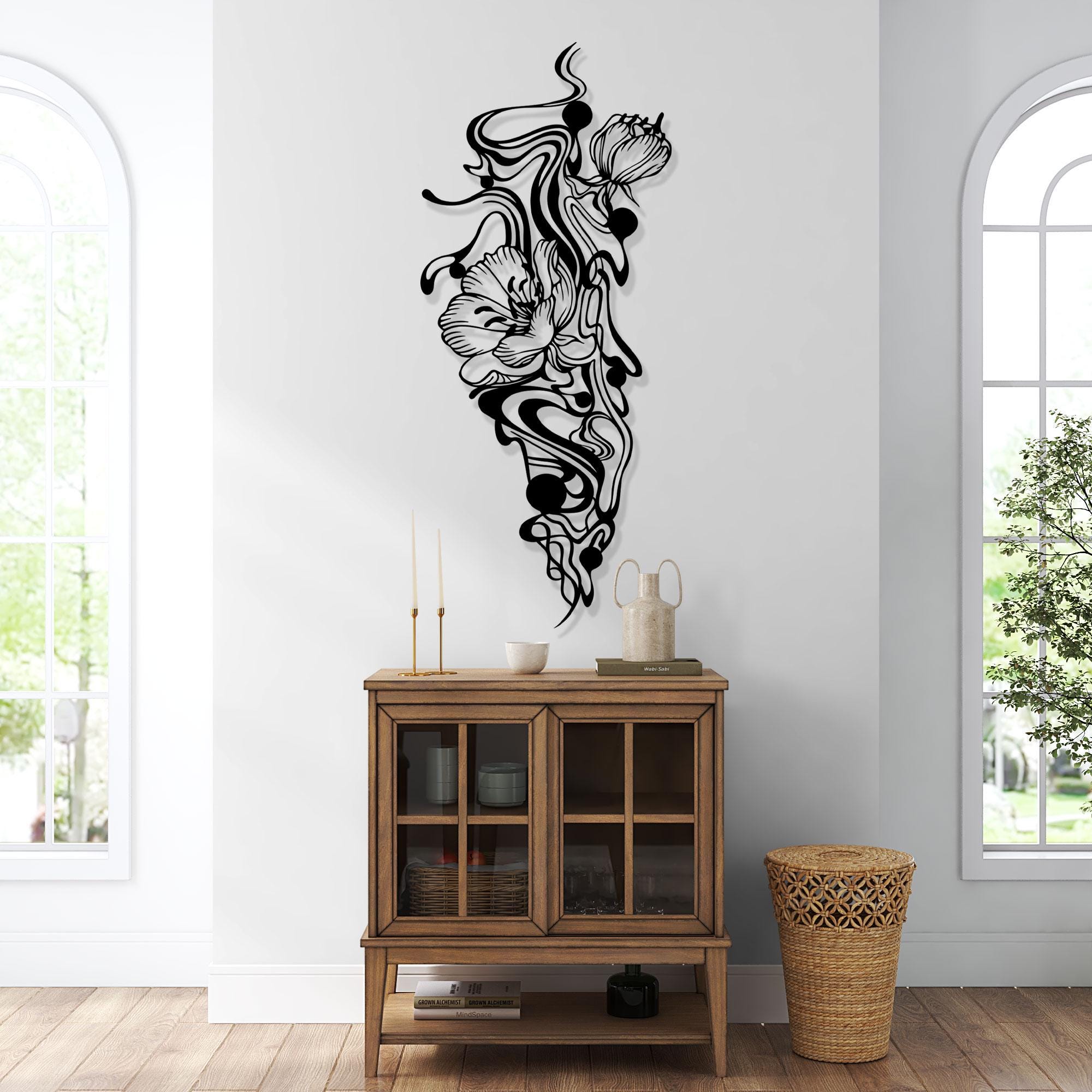 Floral Abstract Metal Wall Art - Modern Botanical Home Decor - Unique Birthday Gift