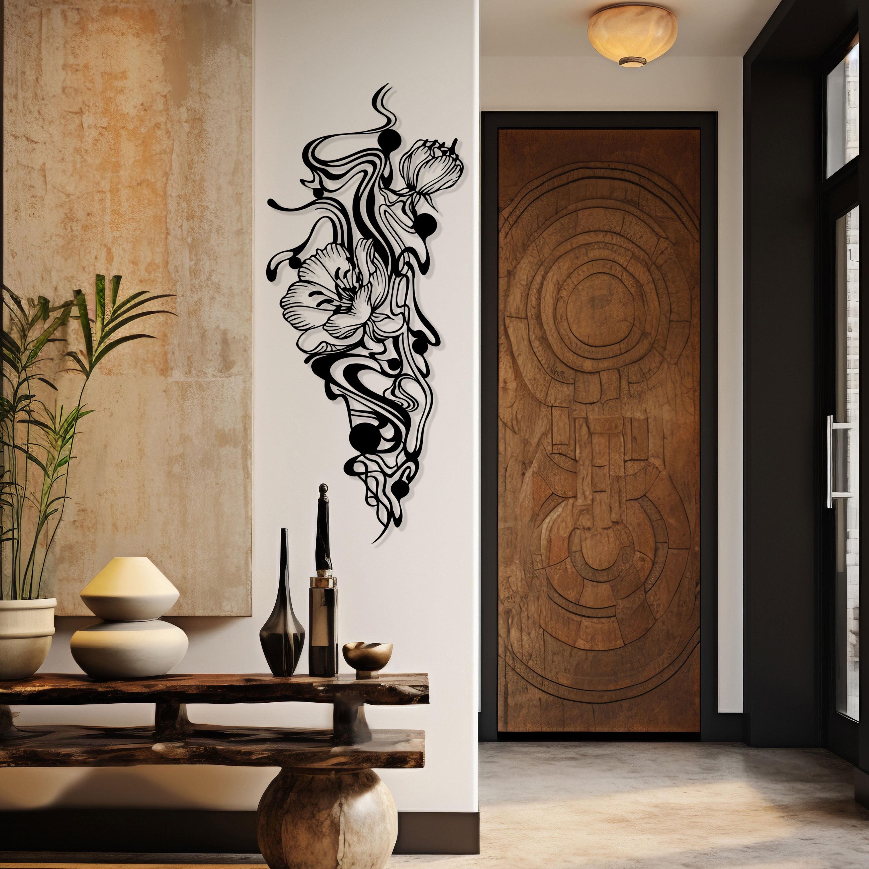 Floral Abstract Metal Wall Art - Modern Botanical Home Decor - Unique Birthday Gift