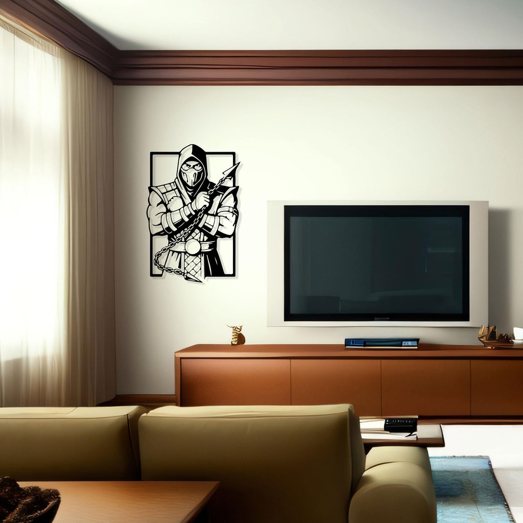 Scorpion Metal Wall Art - Mortal Kombat Gaming Room Decor