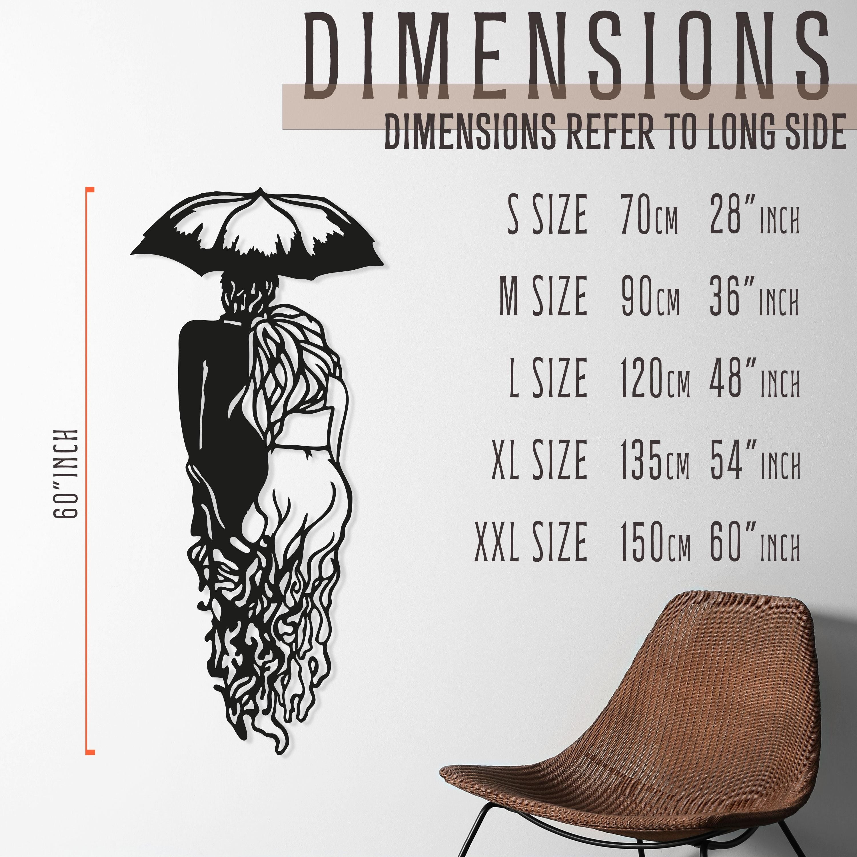 Couple Under Umbrella Metal Wall Art - Modern Love Sign - Unique Birthday Gift