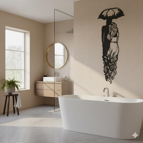 Couple Under Umbrella Metal Wall Art - Modern Love Sign - Unique Birthday Gift