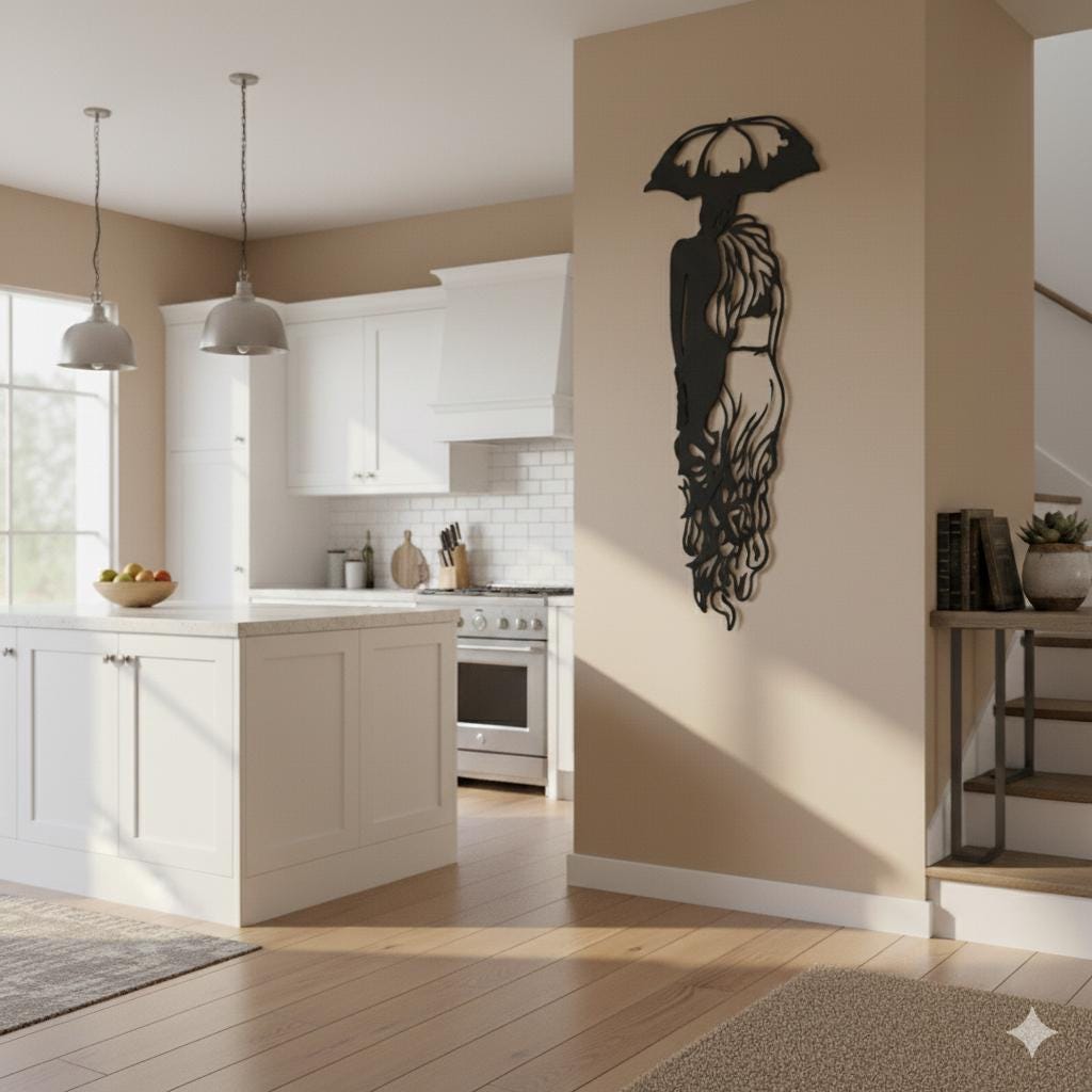 Couple Under Umbrella Metal Wall Art - Modern Love Sign - Unique Birthday Gift