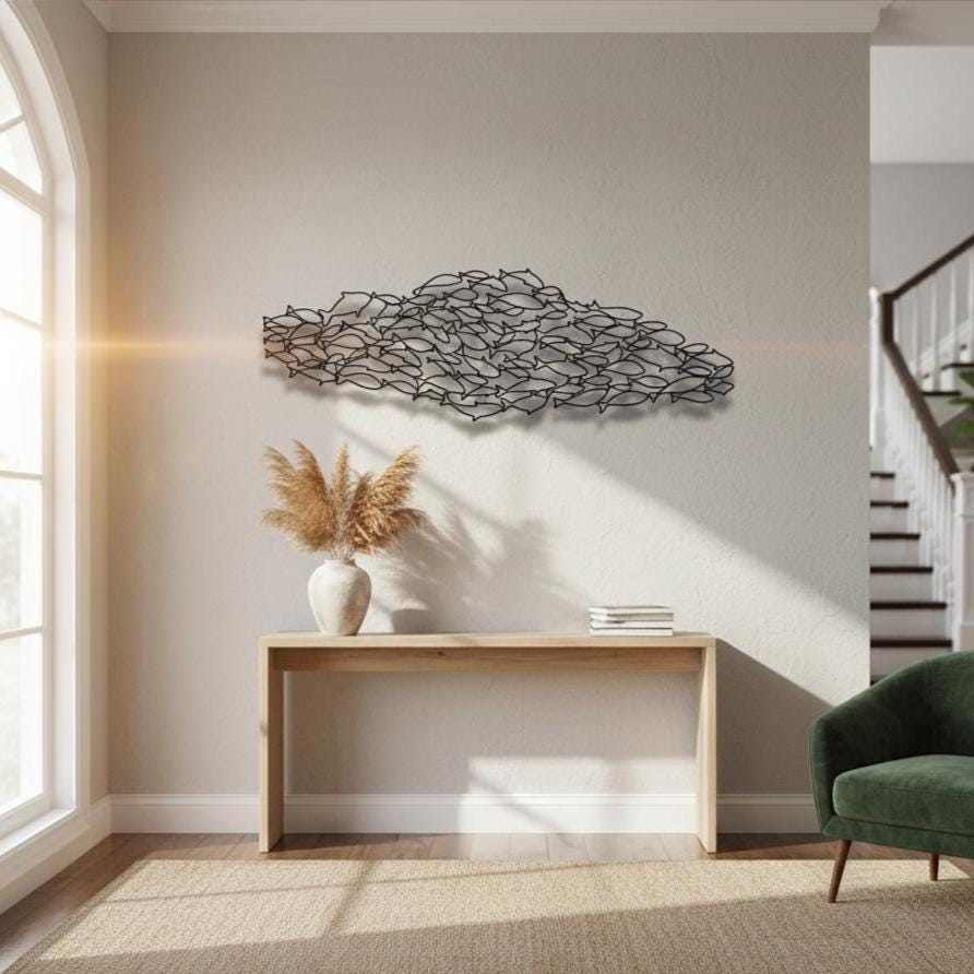 School of Fish Wall Art - Pool Bar Entry Decor - Unique Birthday Gift