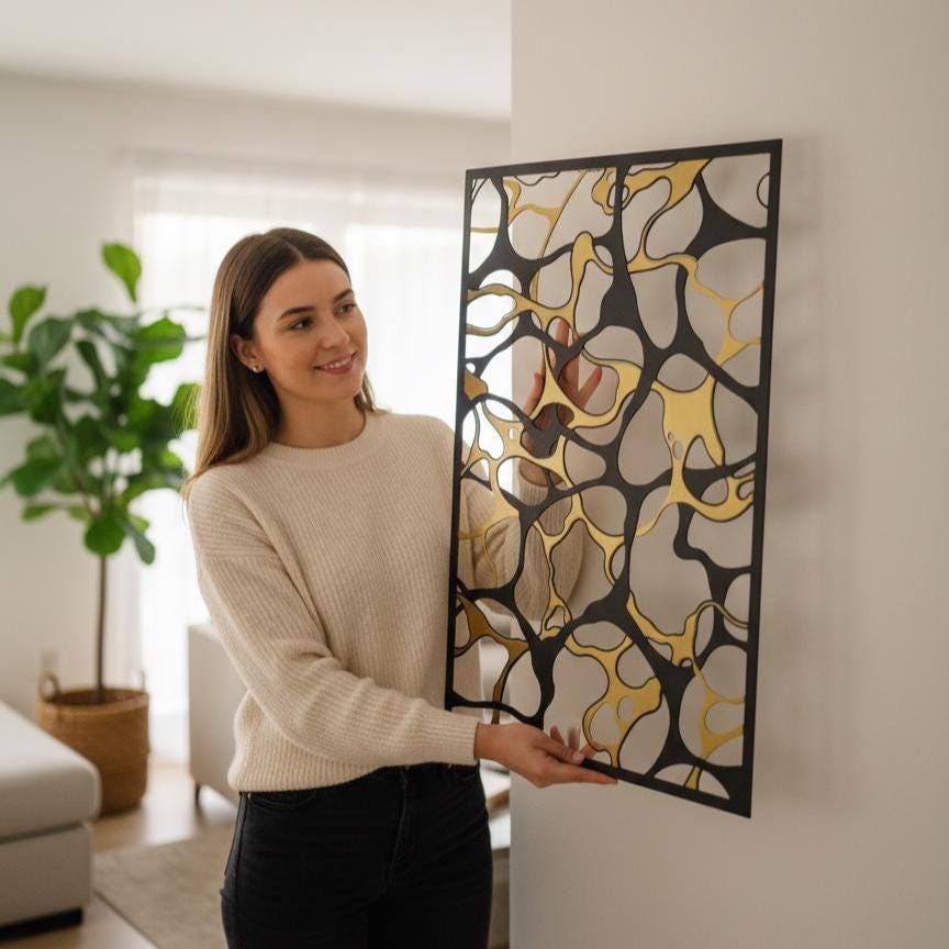 Modern Abstract Metal Wall Art - Minimalist Home Decor - Unique Birthday Gift